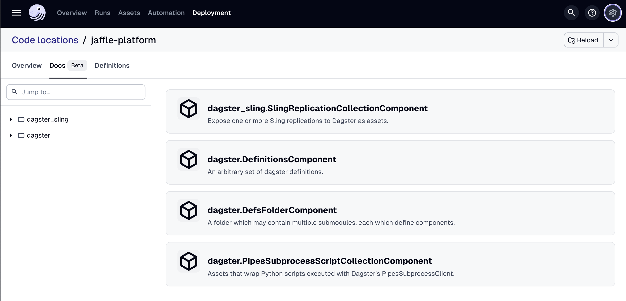 Docs tab in UI