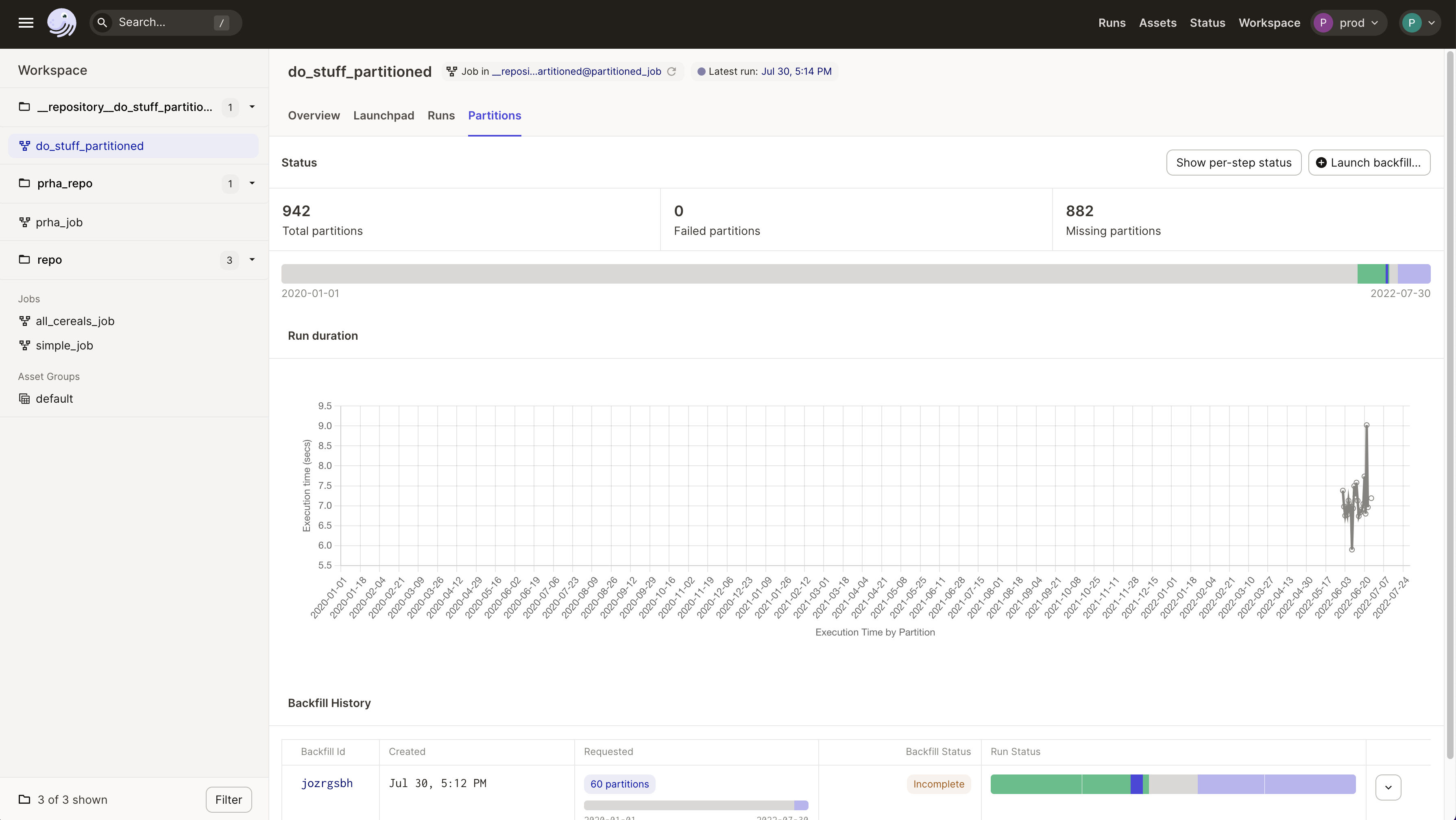 Partitions tab